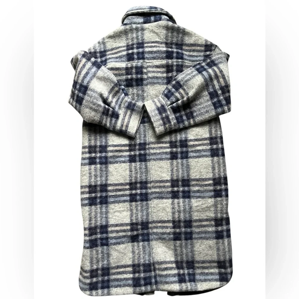 H&M long shacket gray / navy blue size XS.